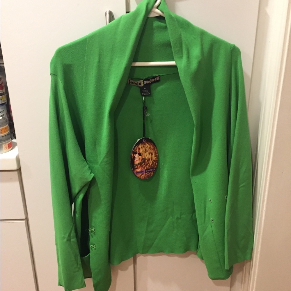 Jamie Sadock Knit Cardigan Kelly Green XL NWT MSRP $170 - Picture 3 of 8